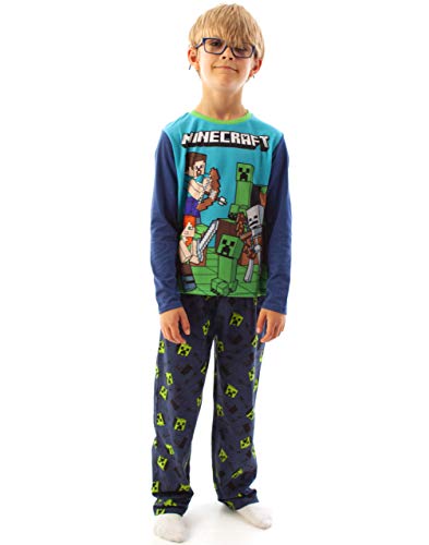 Conjunto de Pijama Azul de Manga Larga para niño Steve and Creeper de Minecraft