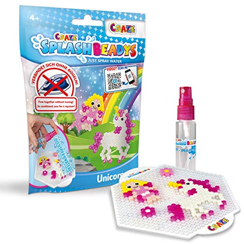 CRAZE Splash Beadys 26076 - Juego de cuentas para planchar y manualidades con diseño de unicornio