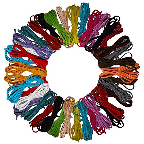 Cuerda de Cuero 40 piezas Cordón de Ante 3mm*1m Multicolor Cordón de Ante Falso para Bricolaje Pulsera Abalorios Fabricación de Bisutería 20 Colores