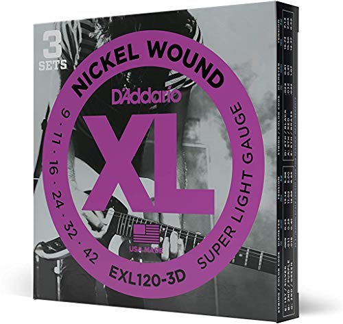 D'Addario EXL120-3D - Juego de cuerdas para guitarra eléctrica de acero y níquel, .009 - .042