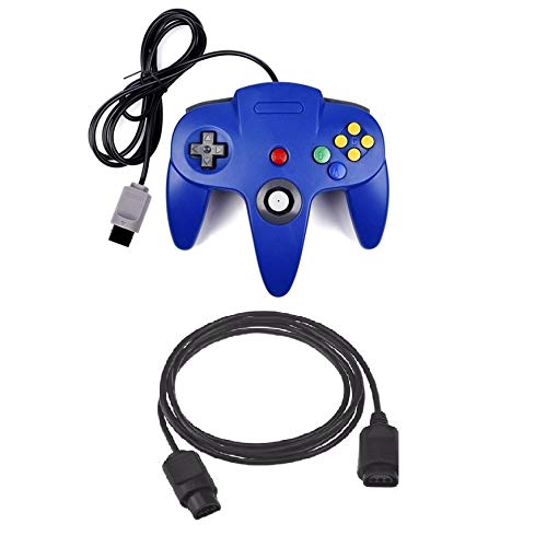 DARLINGTON & Sohns - Mando azul para Nintendo 64 N64 Joystick azul Gamepad Joypad + alargador Extensión Cable Gamepad
