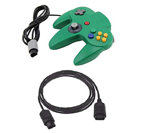 DARLINGTON & Sohns - Mando verde para Nintendo 64 N64 Joystick verde Gamepad Joypad + alargador Extansion Extension Cable Gamepad