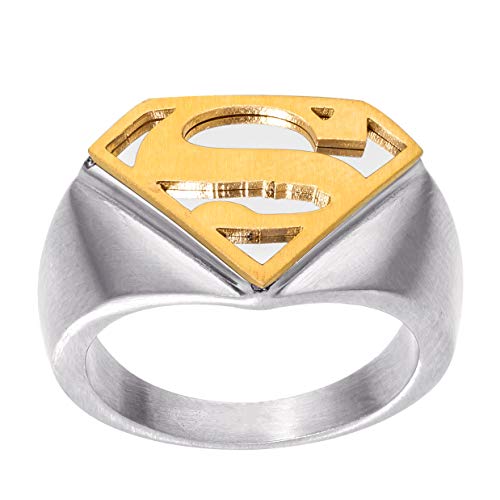 DC Comics Mens Stainless Steel Justice League Superhero Logo Ring Jewelry