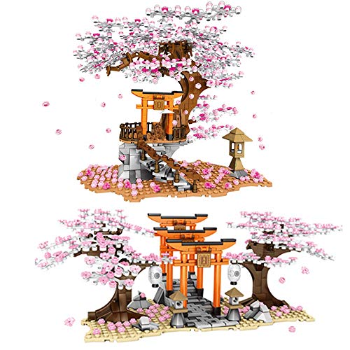 DEALBUHK Japonés Antiguo City Street View Cherry Blossom Stall Inari Shrine Tree House Block Block Kit Ladrillos Cherry Blossom Amigos Juguetes para niños (Size : 647pcs)