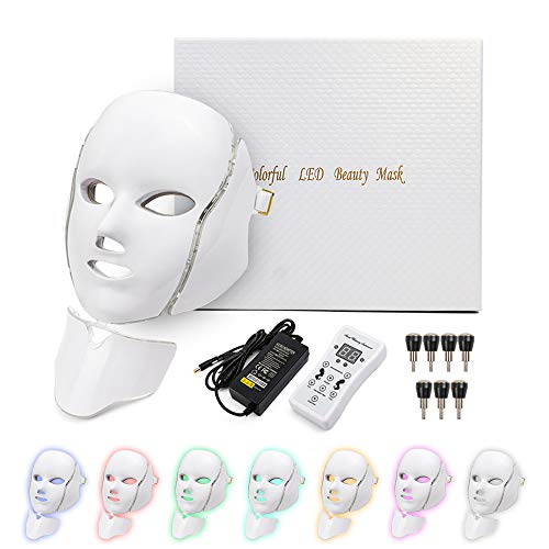 Deciniee Máscara de Terapia de Luz, 7 Colores Led de Belleza Facial Fotón Rejuvenecimiento de La Piel Fototerapia Tratamiento de La Piel Facial Cuidado Facial Antienvejecimiento Máscara de Ajuste