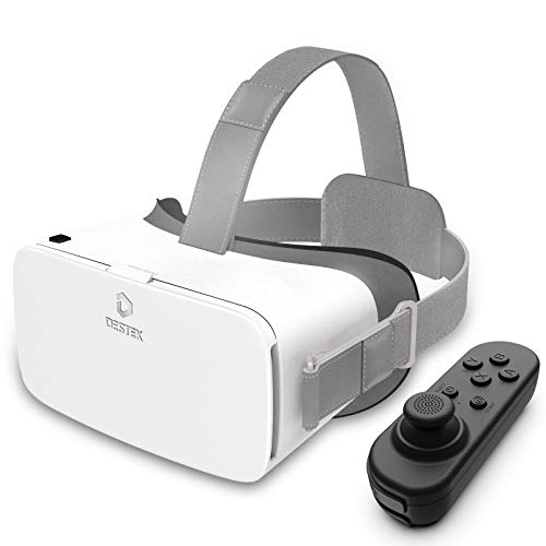 DESTEK V5 Gafas VR - de realidad virtual HD con controlador Bluetooth, 110 ° FOV, para iPhone 12/11 / X / Xs / 8P / 7P / 8/7, para Samsung S10 / S8 / Note 10/9/8 / Plus, 4.7 - Pantalla de 6,8 pulgadas