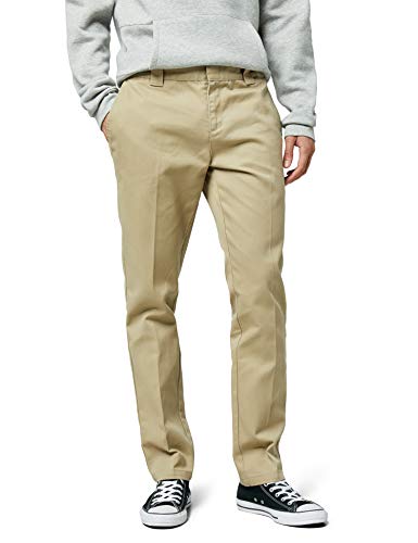 Dickies Slim Fit Work Pantalones, Beige (Khaki Kh), 32W/32L para Hombre
