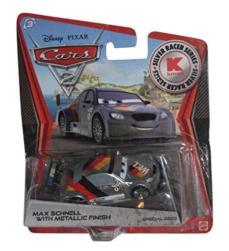 Disney Pixar CARS 2 Exclusive 1:55 Die Cast Car SILVER RACER Max Schnell With Metallic Finish