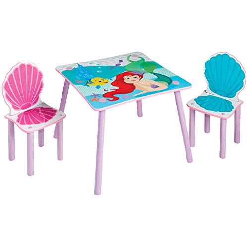 Disney Princesas Ariel -Conjunto Infantil de Mesa y Dos sillas, 52.5x63x63x