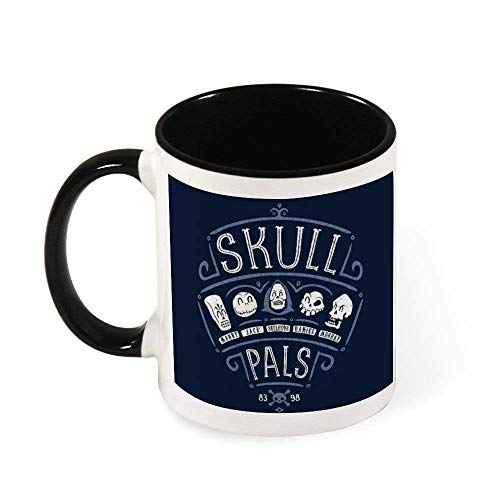 DJNGN Skulls Pals Grim Fandango Taza de café de cerámica Taza de té, regalo para mujeres, niñas, esposa, mamá, abuela, 11 oz