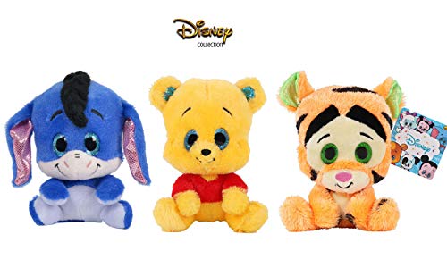 Dsney Famosa Softies - Pack de 3 Peluches de Winnie The Pooh y Amigos Glitzies 6'29"/16cm Calidad Super Soft 760015683