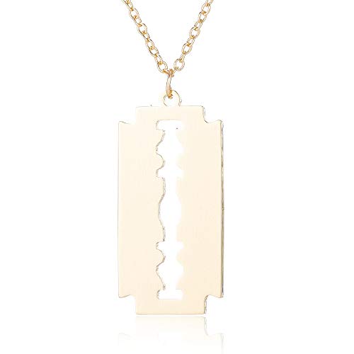 DTKJ Stainless Steel Pendant Necklace Men's Razor Blade Necklace O-Word Chain