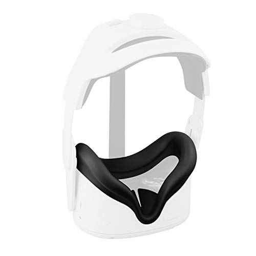 Elygo Cubierta Facial de Silicona VR para Auriculares Oculus Quest 2 VR Reemplazo Impermeable a Prueba de Sudor Almohadillas Faciales Accesorios de Oculus Quest 2 (Negro)