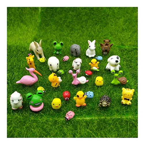 EMiEN Juego de 31 piezas de mini animales en miniatura, kit de adorno en miniatura para decoración de casa de muñecas, decoración de plantas de jardín