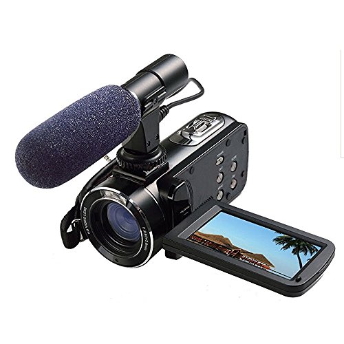 Emperor of Gadgets Ordro HDV-Z20 - Videocámara digital full HD con micrófono externo (incluye tarjeta SD de 8 GB), con micrófono Shotgun profesional montado sobre barra