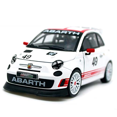 Escala 1:24 de fundición a presión Modelo de Coche/Compatible con FIAT 500 Abarth Assetto/Simulación de aleación Modelo de Coche de Rally Car Model (Color : White, Size : 16cm*8cm*6.4cm)