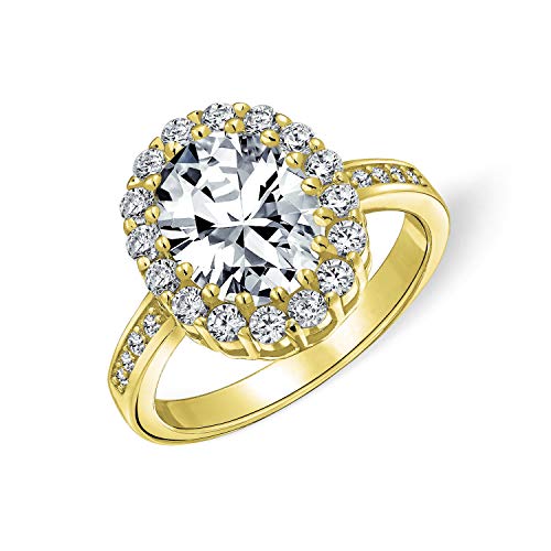Estilo Vintage 4CT oval pave halo cúbico Zirconia CZ promesa anillo de compromiso para las mujeres chapadas en oro plata esterlina personalizada grabada
