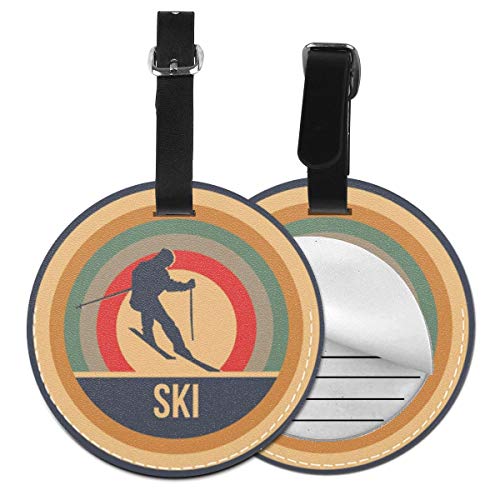Etiquetas De Equipaje De Cuero Sintético Identificación De Nombre con Cubierta De Privacidad Trasera para Maleta De Viaje, Esquiar para esquiadores