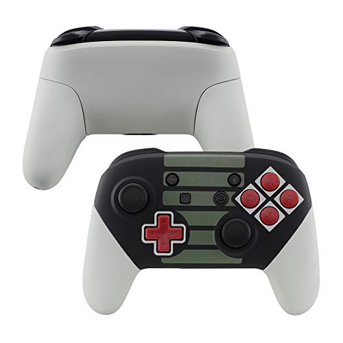 eXtremeRate Carcasa Agarre para Nintendo Switch Pro Funda Tacto Suave Grip Shell con Botones Rojos D-Pad ABXY Repuesto reemplazable para Controlador Nintendo Switch Pro-No Incluye Mando(NES Clásico)
