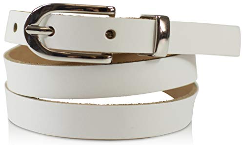 fashionchimp Cinturón para mujer fabricado en 100% cuero auténtico, cinturón estrecho, ancho 1,5 cm - Made In Germany(Blanco, 100/BW85)