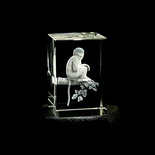 Figura de cristal - Pequeño Mono - Escultura de cristal láser 3D | Decoración | 45 x 30 x 30 mm | Idea de regalo decorativa