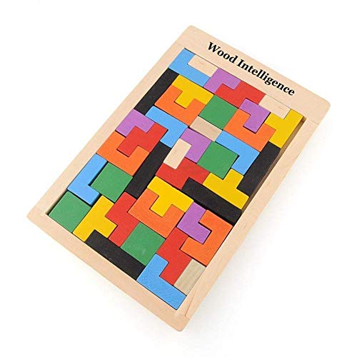 Flybiz Puzzle de Madera Tetris，Tangram Rompecabezas Juego Juguetes educativos (40 Piezas)，Jigsaw Puzzle Tetris del Juguete, Tetris del Niño del Juguete De Niños Montessori Rompecabezas De Madera