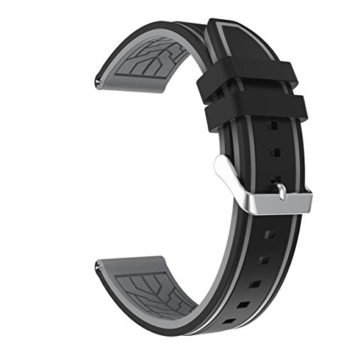 Fmway Repuesto de Correa Reloj 22mm de Silicona para Samsung Galaxy Watch 46mm / Gear S3 Frontier/Gear S3 Classic/Moto 360 2. Generation 46mm, Hombre y Mujer (Negro + Gris)