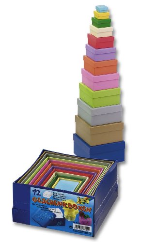 Folia - Plaza de cajas de cartón para regalo, color, 12 piezas de diferentes tamaños y colores , color/modelo surtido