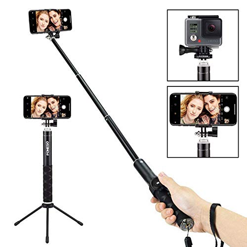 Foneso Palo para Selfie Bluetooth y trípode para Smartphone o cámara, Color Negro