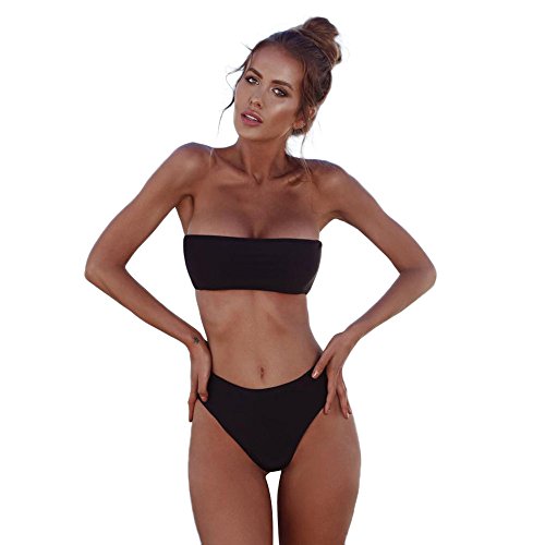 FOTBIMK conjunto de bikini para mujer con venda de bandeau push-up, traje de baño brasileño para playa