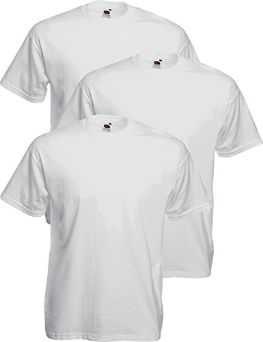 Fruit of the Loom 3 Valueweight - Camiseta de manga corta para hombre y mujer (610360 613720 610330) Men_white_30 Hombre 5X-Large