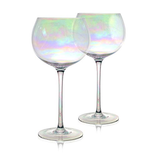 Gafas de Ginebra de colores - Juego de 2 | Vasos de cóctel 700ml Copa de Balon Gin Glass | Beber regalos | Juegos de vajilla de vidrio | M&W