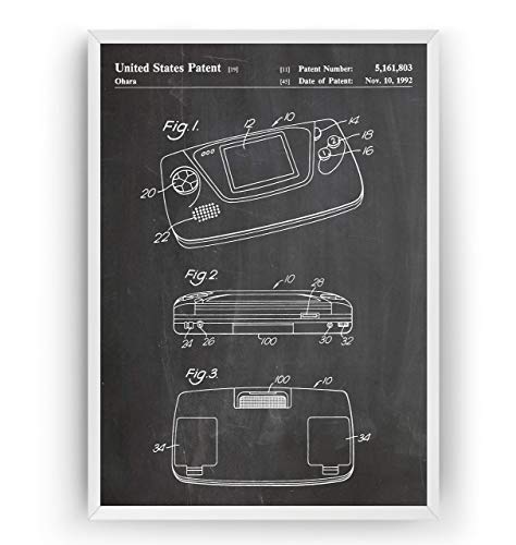 Game Gear 1992 Poster de Patente - Patent Póster Con Diseños Patentes Decoracion de Hogar Inventos Carteles Prints Wall Art Posters Regalos Decor Blueprint - Marco No Incluido