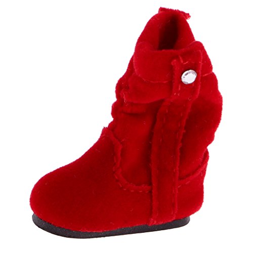 Gazechimp Par Zapatos de Cuero Lindos de Cargadores para 12inch Blythe Muñeca ACCS - rojo