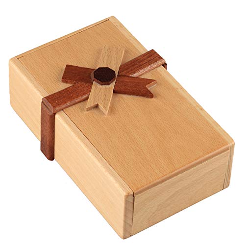 geneic Caja de regalo de rompecabezas con compartimentos secretos, hucha de madera para desafiar puzzles cerebrales para adultos