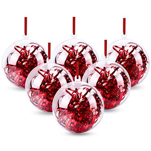 Gifort Bolas de plástico transparente adornos de plástico artesanales bola rellenables adornos para Navidad regalo de boda al aire libre decoración para el hogar (8cm, paquete de 20)