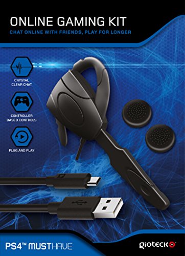 Gioteck - Auricular mono chat con cable EX4 + Cable de carga para mando + Grips (PS4)