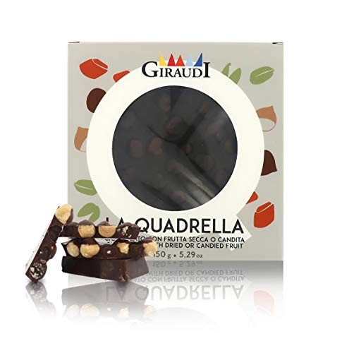 Giraudi Tableta de Chocolate Negro 61% con avellanas de Piamonte I.G.P, producción Artesanal - 150 gr