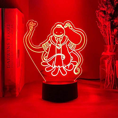 giyiohok Lámpara de ilusión 3D Luz de noche Led Assassination Classroom Korosensei Figure Kid para dormitorio Anime Gift para Kid Lámpara de mesa Koro Sensei