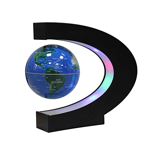 Globo Flotante de Levitación Magnética con Forma de C - Rotación del Mapa del Mundo con Luces LED para la Educación Enseñanza Inicio Oficina de Decoración de Escritorio Regalo de Cumpleaños