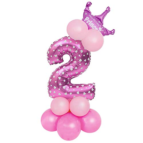 Globo Número Gigante, Comius Sharp 32 Pulgadas Globo Número Cumpleaños para Fiesta de cumpleaños y Aniversarios (Pink Number 2)