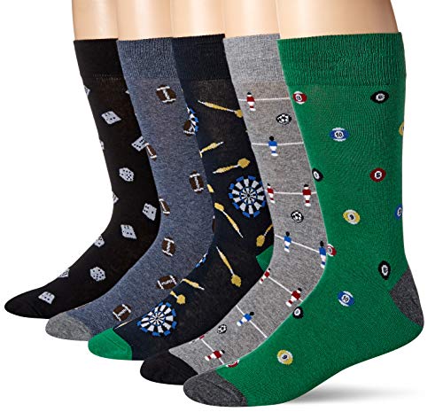 Goodthreads 5-Pack Patterned Socks Casual, Games, One Size