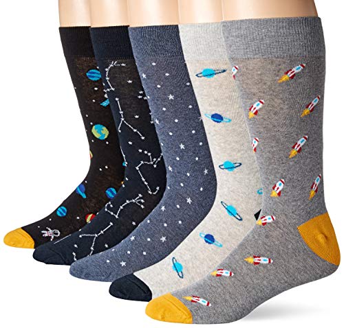 Goodthreads 5-Pack Patterned Socks Casual, Space, One Size