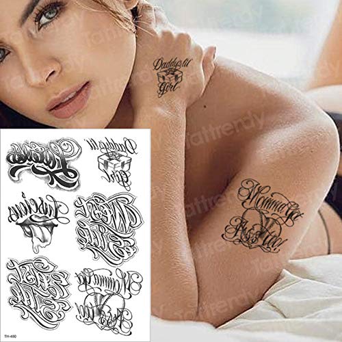 Handaxian 3 Piezas Etiqueta de Tatuaje a Prueba de Agua Letra de pájaro Tatuaje Negro Pierna Muslo Tatuaje Cuello Brazo Tatuaje Apliques