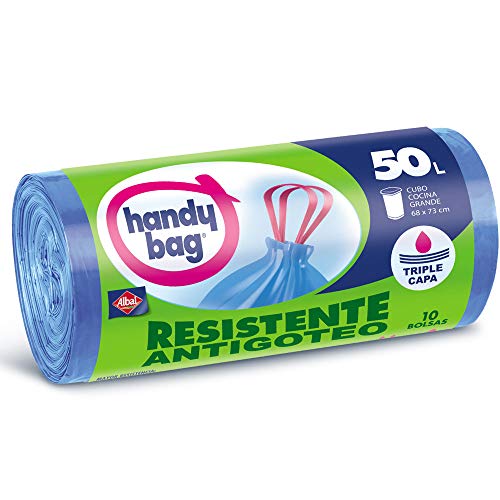 Handy Bag Bolsas de Basura 50L, Extra Resistentes, No Gotean, 10 Bolsas