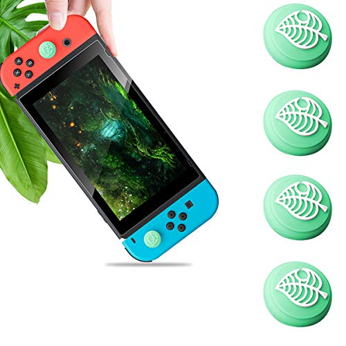 Haobuy Thumb Grip Caps for Nintendo Switch & Switch Lite, Sweet Joystick Cap for Nintendo Switch & Lite Leaf Crossing, Soft Silicone Cover for Joy-con Controller Accessories