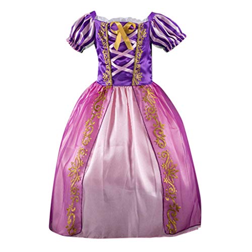 HAOHEYOU Disfraces de Princesa Rapunzel para niñas Vestidos de Princesa para niñas Vestido de Fiesta Elegante (Rapunzel, 5 años)