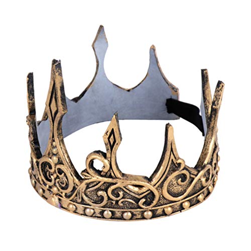 Holibanna corona de plata retro corona de príncipe suave tocado medieval pu para fiesta de disfraces de cosplay halloween (Oro)