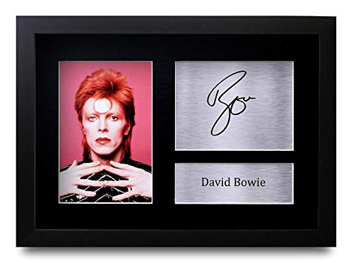 HWC Trading David Bowie A4 Enmarcado Regalo De Visualización De Fotos De Impresión De Imagen Impresa Autógrafo Firmado por Ziggy Stardust Glam Rock Aficionados A La Música