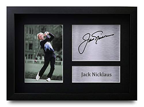 HWC Trading Jack Nicklaus A4 Enmarcado Regalo De Visualización De Fotos De Impresión De Imagen Impresa Autógrafo Firmado por Los Aficionados Al Golf